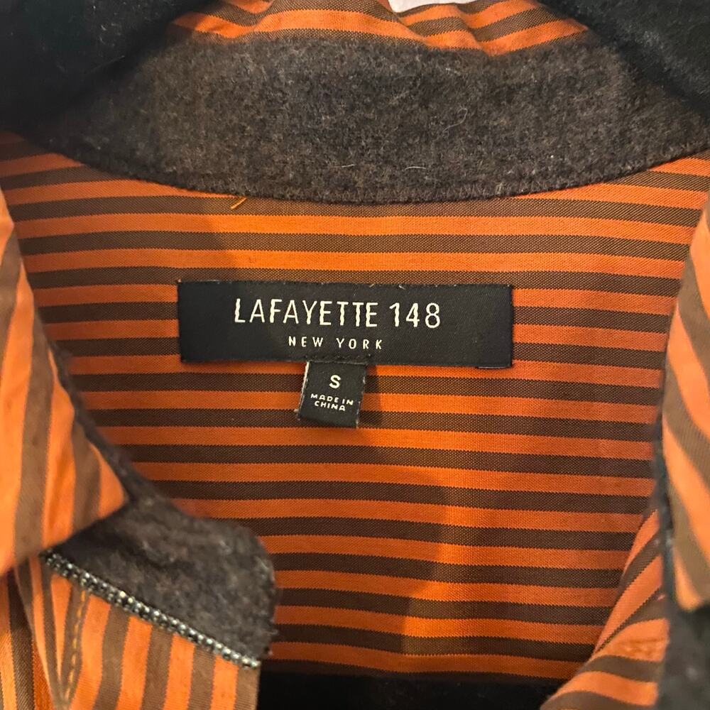 Lafayette 148 Orange Brown Pinstripe Button Down Shirt Cotton Preppy size Small - Picture 2 of 12